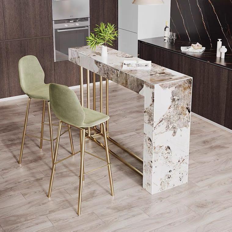 Light Luxury Bar Table with Two Chairs, Bar counter 160W cm,. AWD Store UAE متجر العوض